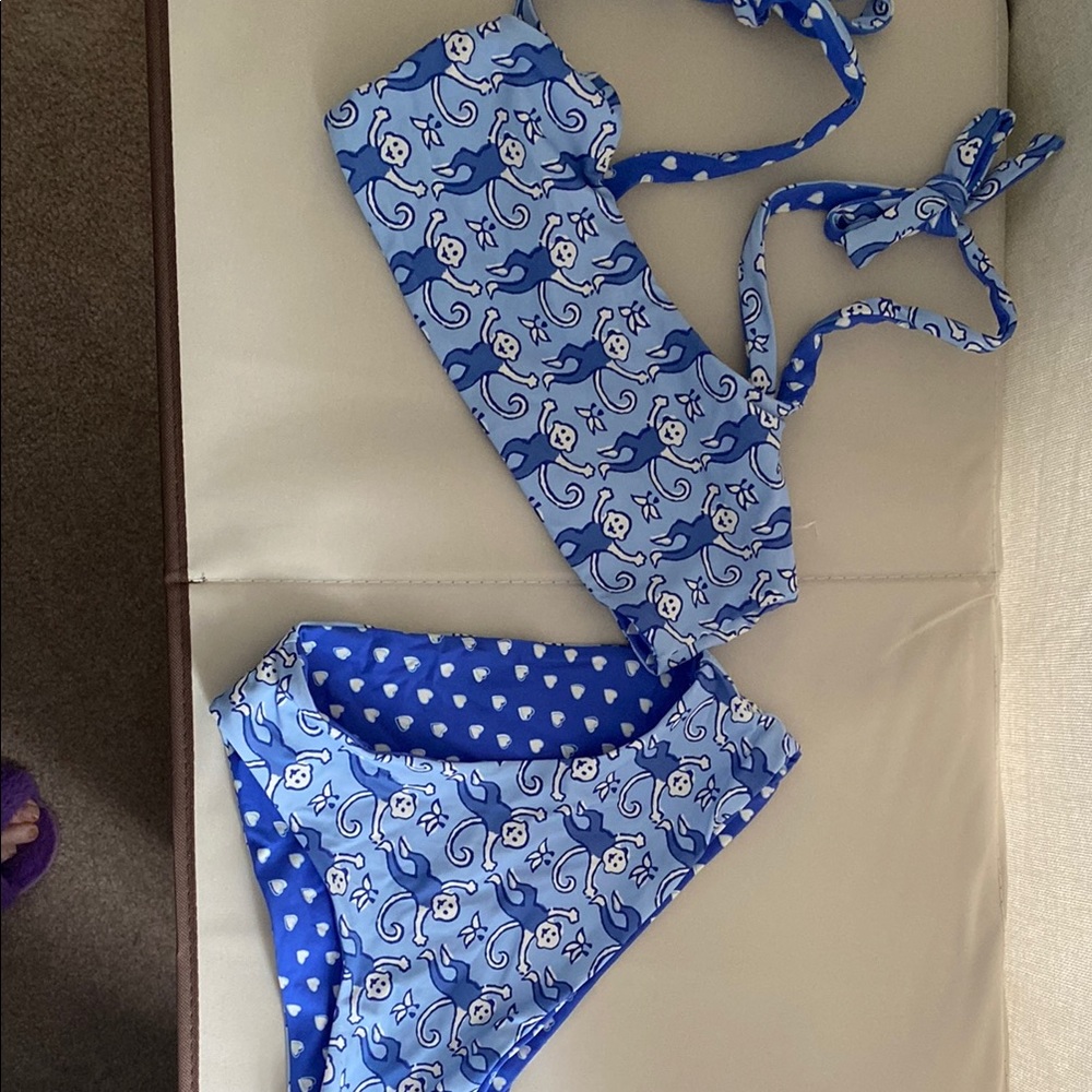 Kids Roller Rabbit reversible Blue Monkey/Disco Heart Print Swim Set